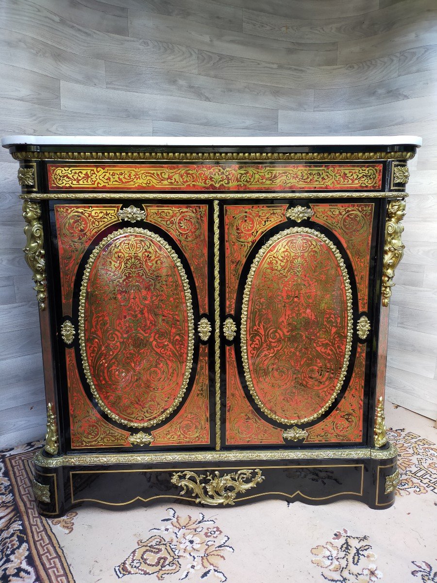 Napoleon III Boulle Marquetry Support Cabinet (two Door Buffet)-photo-1