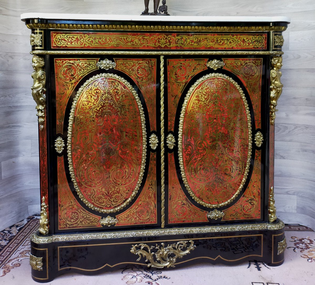 Meuble d&#039;Appui En Marqueterie Boulle Napol&eacute;on III (buffet Deux Portes )-photo-4