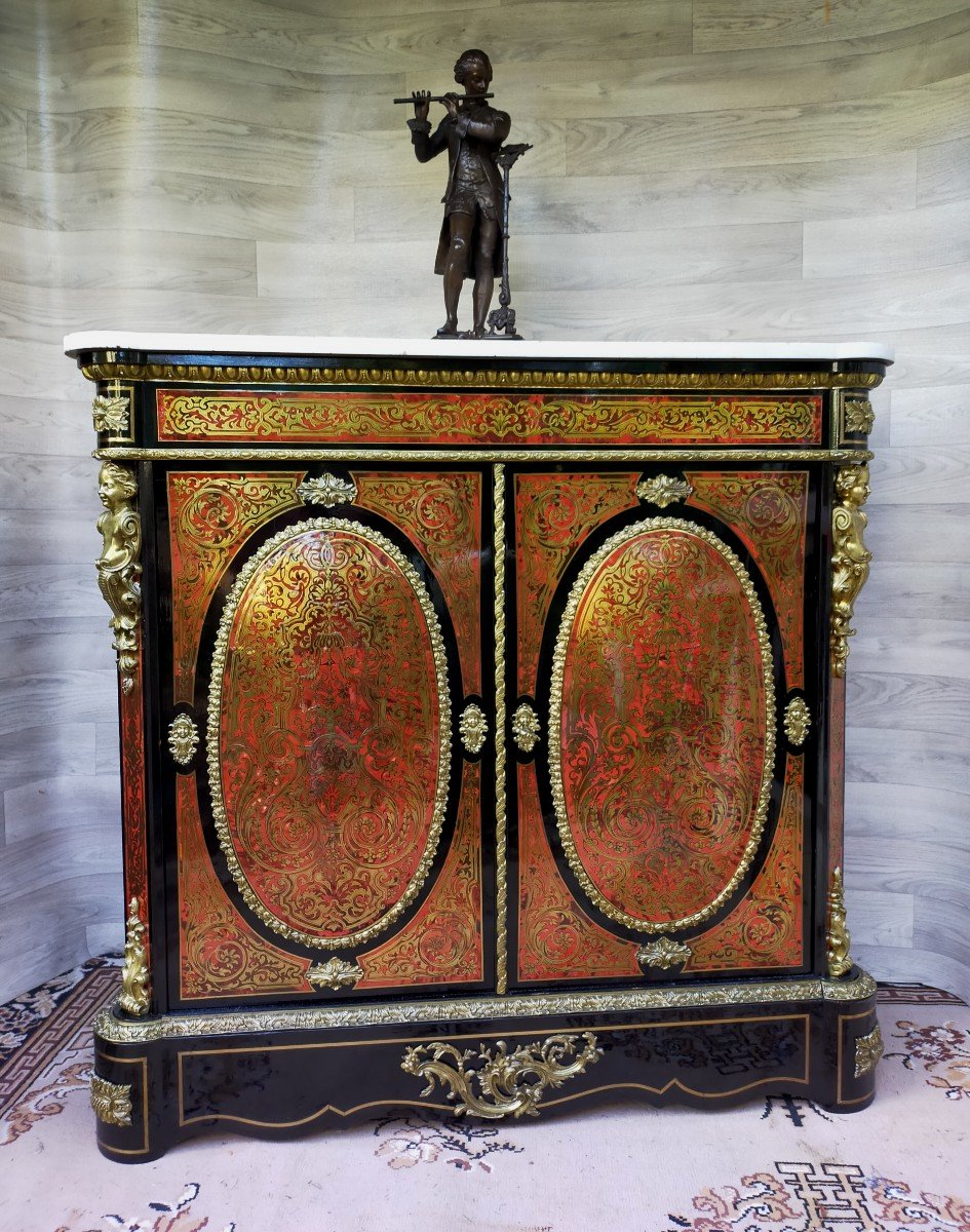 Napoleon III Boulle Marquetry Support Cabinet (two Door Buffet)