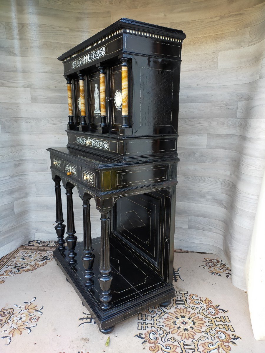 Small Three-door Cabinet Furniture With Ivory Marquetry Decor Ferdinando Pogliani-photo-2