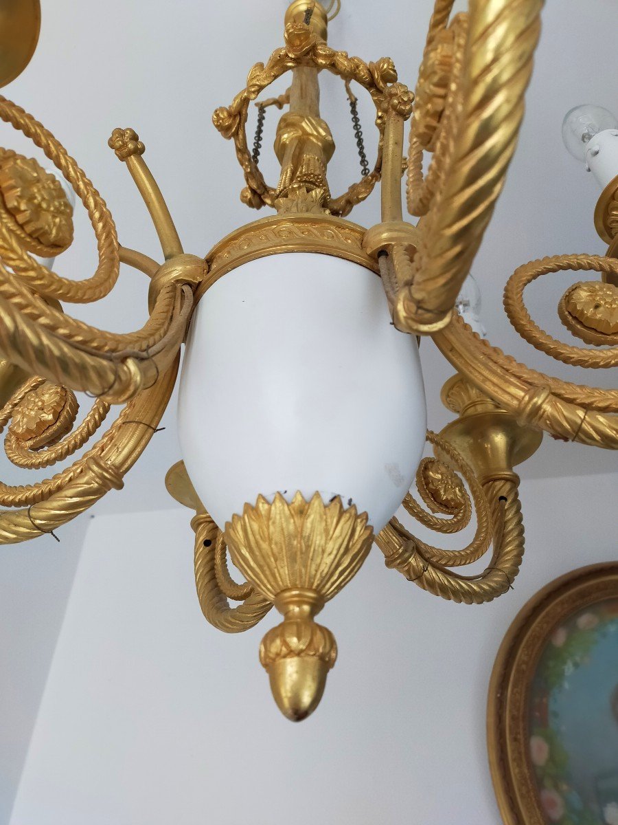 Gilt Bronze Chandelier Louis XVI Style-photo-2