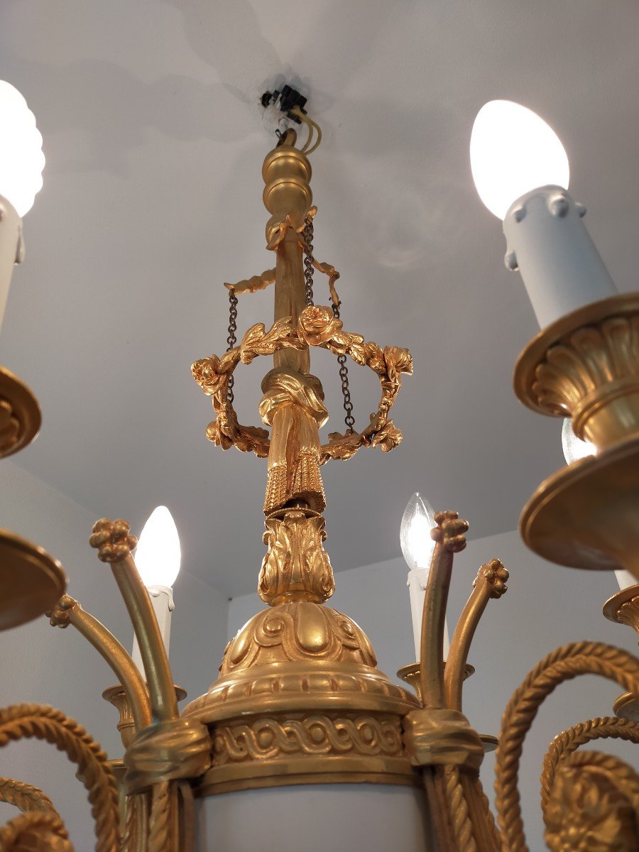Gilt Bronze Chandelier Louis XVI Style-photo-2