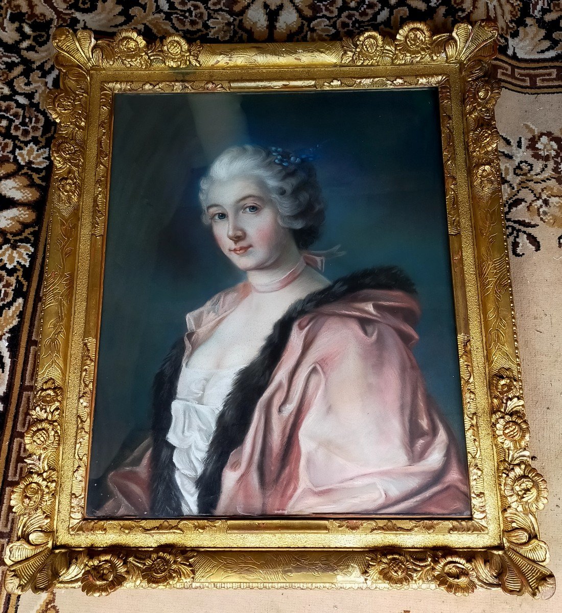 Portrait Of Young Woman In The Taste Of Jean Marc Nattier-photo-3