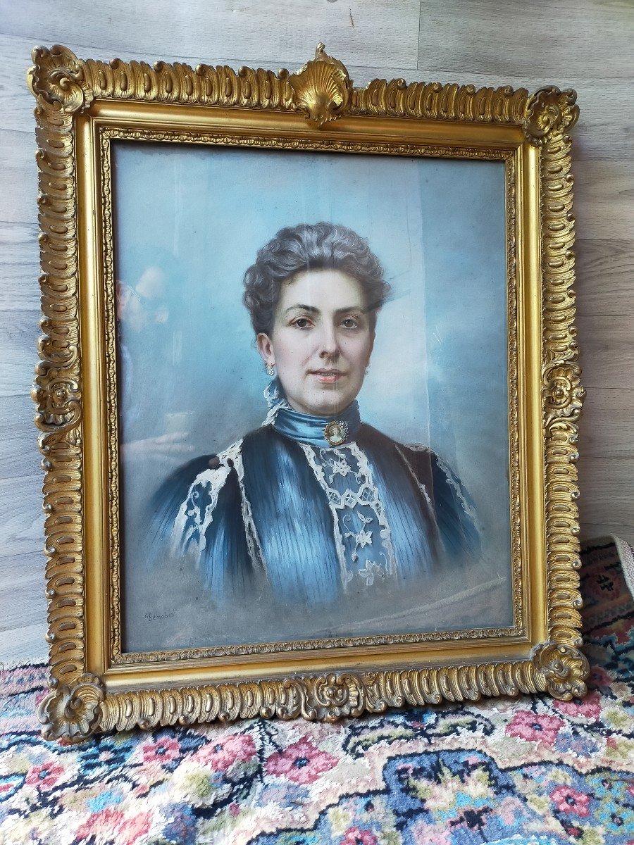 Portrait De Femme Penabert Dans Un Cadre Dor&eacute; 