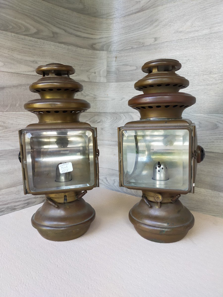 Pair Of Acetylene Car Lanterns John Ford Usa Michigan