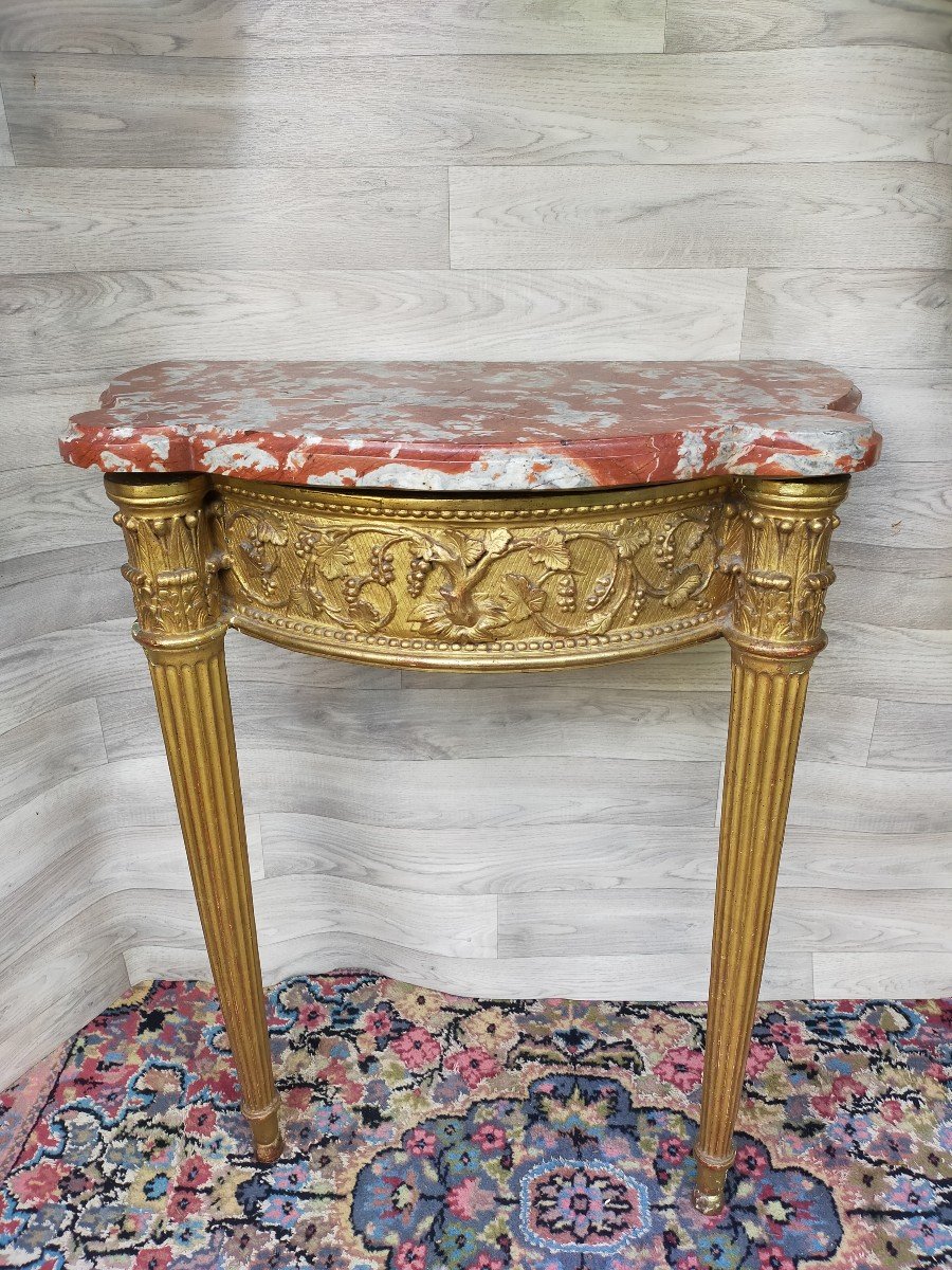 Console In Golden Wood Louis XVI Period-photo-2