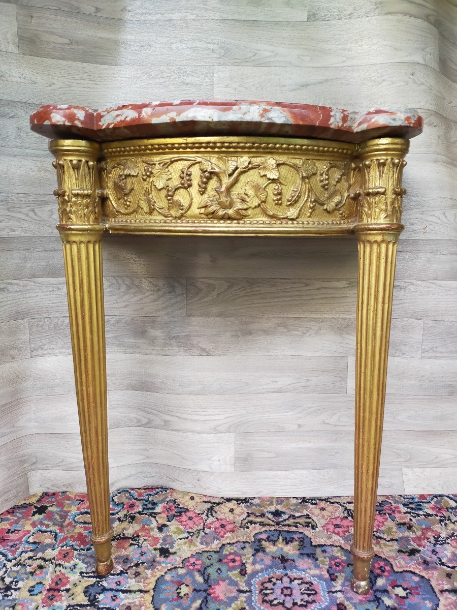 Console In Golden Wood Louis XVI Period