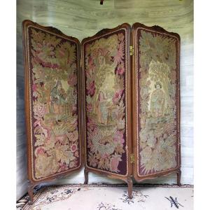 Three-fold Screen With Medieval Tapestry