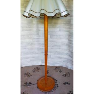 Large Mazda Style Wooden Floor Lamp