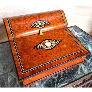 Writing Desk In Marquetry And Ivory Inlay With Inkwell