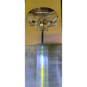 Standing Floor Lamp In Altuglas And Brass 1970