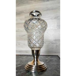 Vase En Cristal Et Argent Massif 