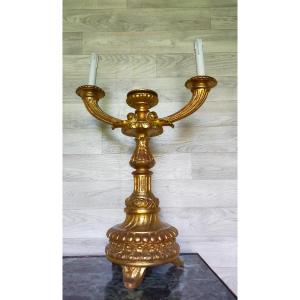 Large Candlestick Candlestick Louis XVI Period Golden Wood