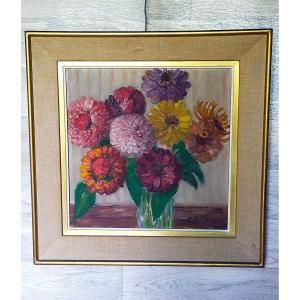 Léon Detroy Bouquet Of Dahlia School De Crozant (clay, Hollow Osterlind Guillaumin..)