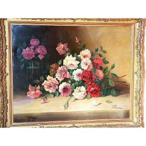 Eugene Henry Cauchois le bouquet de roses 