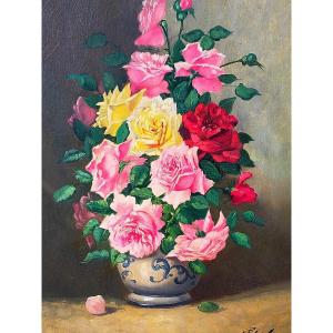 Marcel Falcinelli (1900-1980) Le Bouquet De Roses 