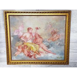 Cloud Mythological Scene With Cupids 