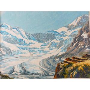 Jacques Fourcy (1906-1990) la Mer De Glace Chamonix Mont Blanc 