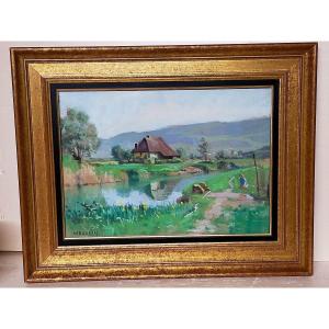 Emile Wegelin "Le Canal De Savieres "(Le Bourget chanaz Conjux Savoie )