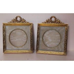 Two Louis XVI Style Brass Photo Frames