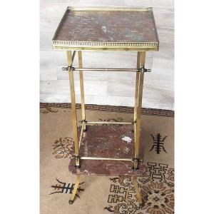 Bamboo, Bronze And Marble Console Table (console, Pedestal Table)