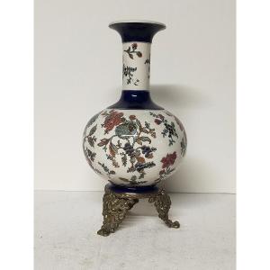 Vase Sarreguemines monture bronze