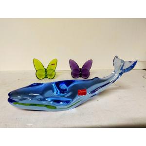 papillon et baleine en cristal de baccarat