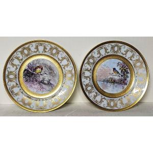 Pair Of Tharaud Limoges Porcelain Wall Plates