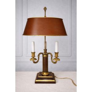 Louis XVI Style Bouillotte Lamp In Mahogany And Bronze – 19th Century