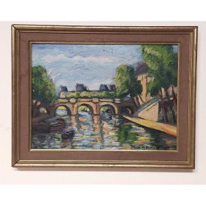 Pierre de Belay 1890/1947  La Seine et le Pont Neuf à Paris