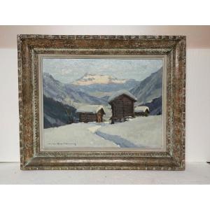 Charles Henri Contencin 1898/1955 paysage haute Savoie Mont Blanc Chamonix 