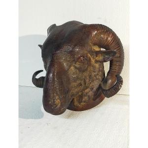 19th Century Bronze Ram's Head