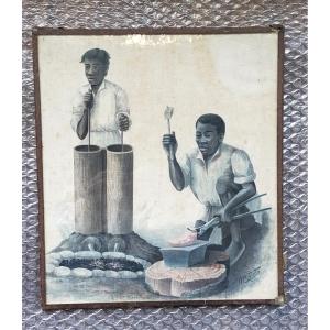 Olivier RATODY (Ratodiarivony 1894 ) Forgerons malgaches au travail (ramanda ratova madagascar)