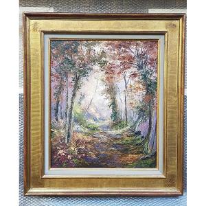 Gaston THIERY Dans les bois de Ténezé Creuse Ecole de crozant ( alluaud guillaumin osterlind .)