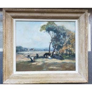 Fernand Maillaud Scène de vie paysanne dans le Berry – École de Crozant »( alluaud madeline ..)