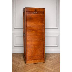 Classeur à rideaux en chêne clair – meuble de métier (semainier chiffonnier )