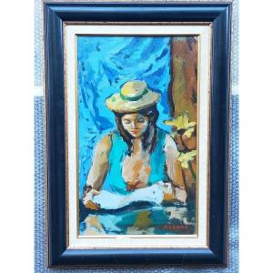 Pierre Cornu (1895-1996) - Young Woman Reading - Oil On Canvas