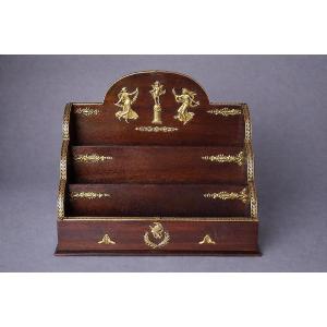 Range-courrier en acajou et bronze doré, style Empire ( lettres bureau)
