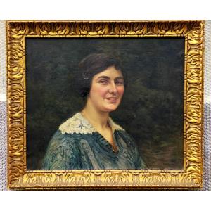 Ernest Châteignon (1863- 1910) – Portrait de jeune femme (art nouveau art deco)