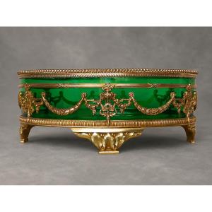 Jardiniere In Green Crital And Gilded Bronze Louis XVI