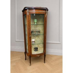 Showcase In Marquetry And Curved Glass