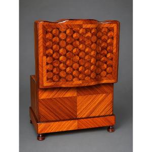 Cave A Liqueur Sormani Cube Marquetry And Baccarat Crystal