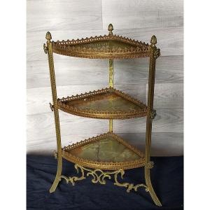 Encoignure Bronze And Onyx Corner Shelf