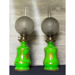 Pair Of Charles X Lamps In Ouraline And Bronze