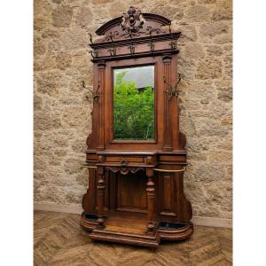 Walnut Castle-style Coat Rack