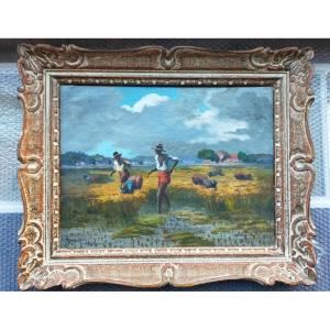 Jean Rambinintsoa (1899–1986) Harvest Scene In Madagascar (malagasy Ratova Ramanda)