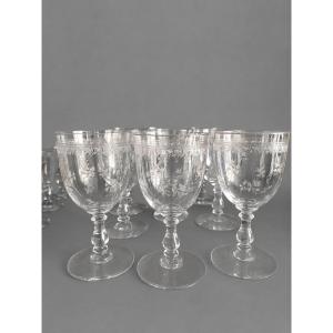 Eight Baccarat Crystal Water Glasses, "printemps" Model