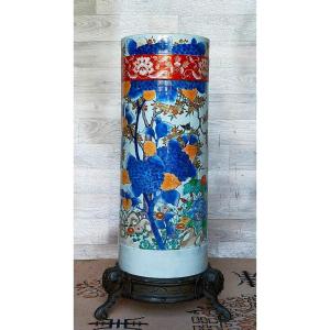 Large Japanese Rod Holder With Bronze Elephants (asia, China)