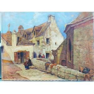 Village breton Léon geille de Saint-Léger (1864 1937) Bretagne