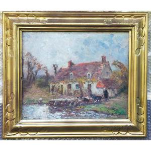 Fernand Maillaud (1862–1948) — La gardienne de moutons à la mare école de Crozon